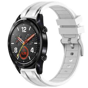 For Huawei Watch GT 22mm Quick Release Silver Buckle Royal Silicone Watch Band(White)