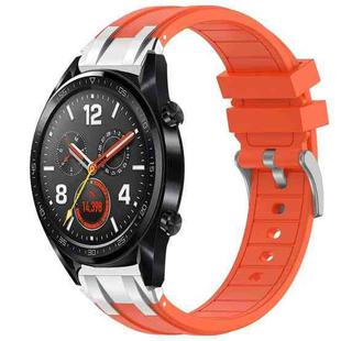 For Huawei Watch GT 22mm Quick Release Silver Buckle Royal Silicone Watch Band(Orange)