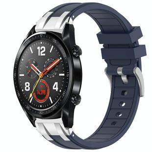 For Huawei Watch GT 22mm Quick Release Silver Buckle Royal Silicone Watch Band(Navy Blue)