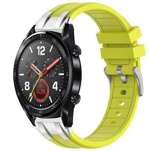 For Huawei Watch GT 22mm Quick Release Silver Buckle Royal Silicone Watch Band(Vital Yellow)