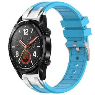 For Huawei Watch GT 22mm Quick Release Silver Buckle Royal Silicone Watch Band(Sky Blue)