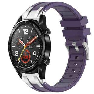 For Huawei Watch GT 22mm Quick Release Silver Buckle Royal Silicone Watch Band(Purple)