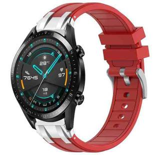 For Huawei Watch GT2 46mm 22mm Quick Release Silver Buckle Royal Silicone Watch Band(Red)