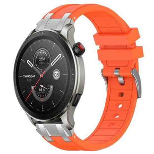 For Amazfit Watch GTR 4 22mm Quick Release Silver Buckle Royal Silicone Watch Band(Orange)