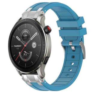 For Amazfit Watch GTR 4 22mm Quick Release Silver Buckle Royal Silicone Watch Band(Sea Blue)