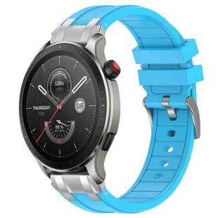 For Amazfit Watch GTR 4 22mm Quick Release Silver Buckle Royal Silicone Watch Band(Sky Blue)