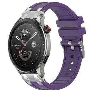 For Amazfit Watch GTR 4 22mm Quick Release Silver Buckle Royal Silicone Watch Band(Purple)