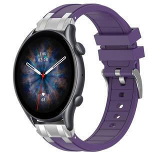 For Amazfit Watch GTR 3 pro 22mm Quick Release Silver Buckle Royal Silicone Watch Band(Purple)