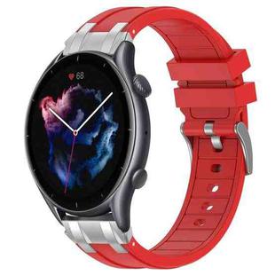 For Amazfit Watch GTR 3 22mm Quick Release Silver Buckle Royal Silicone Watch Band(Red)