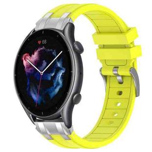 For Amazfit Watch GTR 3 22mm Quick Release Silver Buckle Royal Silicone Watch Band(Vital Yellow)