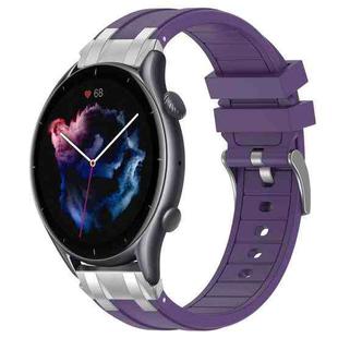 For Amazfit Watch GTR 3 22mm Quick Release Silver Buckle Royal Silicone Watch Band(Purple)