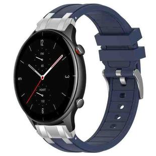 For Amazfit Watch GTR 2e 22mm Quick Release Silver Buckle Royal Silicone Watch Band(Navy Blue)