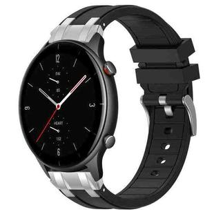 For Amazfit Watch GTR 2e 22mm Quick Release Silver Buckle Royal Silicone Watch Band(Black)