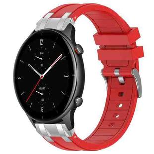 For Amazfit Watch GTR 2e 22mm Quick Release Silver Buckle Royal Silicone Watch Band(Red)