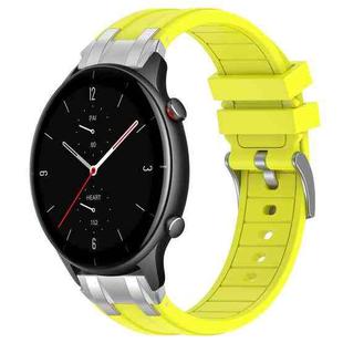 For Amazfit Watch GTR 2e 22mm Quick Release Silver Buckle Royal Silicone Watch Band(Vital Yellow)