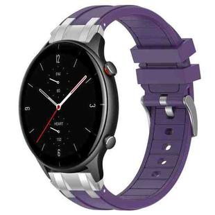 For Amazfit Watch GTR 2e 22mm Quick Release Silver Buckle Royal Silicone Watch Band(Purple)