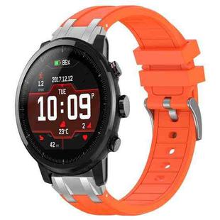 For Amazfit Sport Watch 3 22mm Quick Release Silver Buckle Royal Silicone Watch Band(Orange)