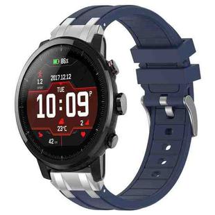 For Amazfit Sport Watch 3 22mm Quick Release Silver Buckle Royal Silicone Watch Band(Navy Blue)