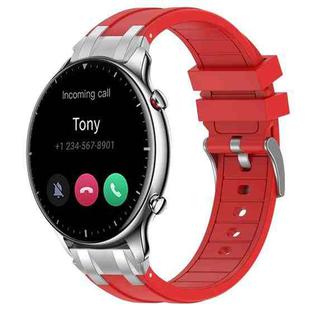 For Amazfit Watch GTR 2 22mm Quick Release Silver Buckle Royal Silicone Watch Band(Red)