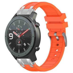 For Amazfit Watch GTR 47mm 22mm Quick Release Silver Buckle Royal Silicone Watch Band(Orange)