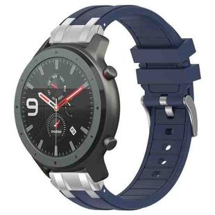 For Amazfit Watch GTR 47mm 22mm Quick Release Silver Buckle Royal Silicone Watch Band(Navy Blue)