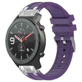 For Amazfit Watch GTR 47mm 22mm Quick Release Silver Buckle Royal Silicone Watch Band(Purple)