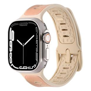 For Apple Watch Series 8 45mm Leather Skin Silicone Watch Band(Pink)