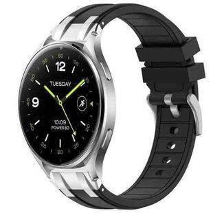 For Xiaomi Watch 2 22mm Quick Release Silver Buckle Royal Silicone Watch Band(Black)