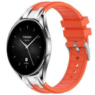 For Xiaomi Watch S2 22mm Quick Release Silver Buckle Royal Silicone Watch Band(Orange)