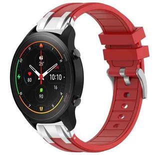 For Xiaomi Watch S1 Pro 22mm Quick Release Silver Buckle Royal Silicone Watch Band(Red)