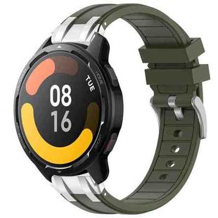 For Xiaomi Watch S1 Active 22mm Quick Release Silver Buckle Royal Silicone Watch Band(Olive Green)