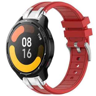 For Xiaomi Watch S1 Active 22mm Quick Release Silver Buckle Royal Silicone Watch Band(Red)