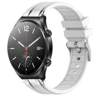 For Xiaomi Watch S1 22mm Quick Release Silver Buckle Royal Silicone Watch Band(White)