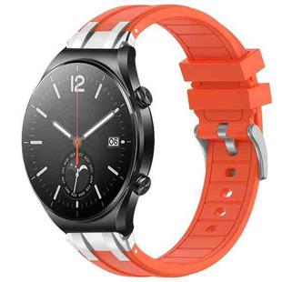 For Xiaomi Watch S1 22mm Quick Release Silver Buckle Royal Silicone Watch Band(Orange)