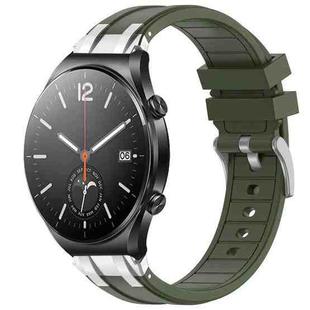 For Xiaomi Watch S1 22mm Quick Release Silver Buckle Royal Silicone Watch Band(Olive Green)