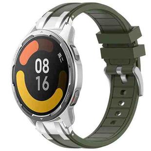 For Xiaomi Watch Color 2 22mm Quick Release Silver Buckle Royal Silicone Watch Band(Olive Green)