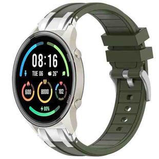 For Xiaomi Watch Sport 22mm Quick Release Silver Buckle Royal Silicone Watch Band(Olive Green)