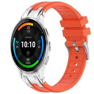 For Garmin Venu 3 22mm Quick Release Silver Buckle Royal Silicone Watch Band(Orange)