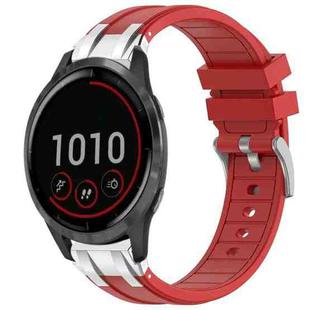 For Garmin Vivoactive 4 22mm Quick Release Silver Buckle Royal Silicone Watch Band(Red)