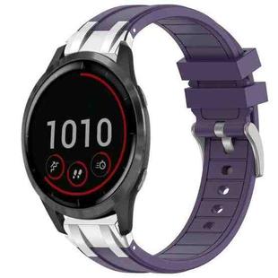 For Garmin Vivoactive 4 22mm Quick Release Silver Buckle Royal Silicone Watch Band(Purple)