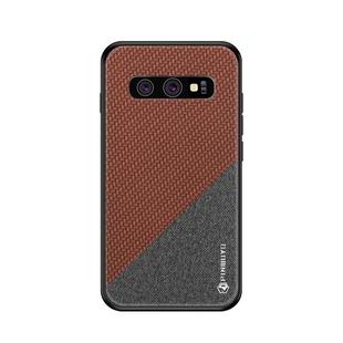 PINWUYO Honors Series Shockproof PC + TPU Protective Case for Galaxy S10(Brown)