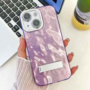 For iPhone 13 Plating Glitter Texture Fold Holder TPU Phone Case with Lens Film(Purple Wrinkles)