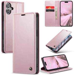 For iPhone 16 Plus CaseMe 003 Crazy Horse Texture Flip Leather Phone Case(Pink)