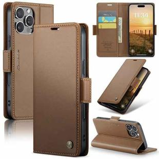 For iPhone 16 Pro Max CaseMe 023 Butterfly Buckle Litchi Texture RFID Anti-theft Leather Phone Case(Brown)