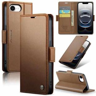 For iPhone 16e CaseMe 023 Butterfly Buckle Litchi Texture RFID Anti-theft Leather Phone Case(Brown)