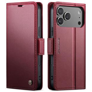For iPhone 17 Pro CaseMe 023 Butterfly Buckle Litchi Texture RFID Anti-theft Leather Phone Case(Red)
