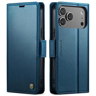 For iPhone 17 Pro Max CaseMe 023 Butterfly Buckle Litchi Texture RFID Anti-theft Leather Phone Case(Blue)