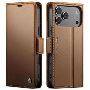 For iPhone 17 Pro Max CaseMe 023 Butterfly Buckle Litchi Texture RFID Anti-theft Leather Phone Case(Brown)