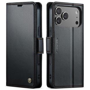 For iPhone 17 Pro Max CaseMe 023 Butterfly Buckle Litchi Texture RFID Anti-theft Leather Phone Case(Black)