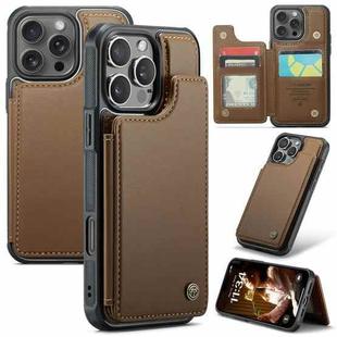 For iPhone 16 Pro CaseMe C22 Card Slots Holder RFID Anti-theft Phone Case(Brown)